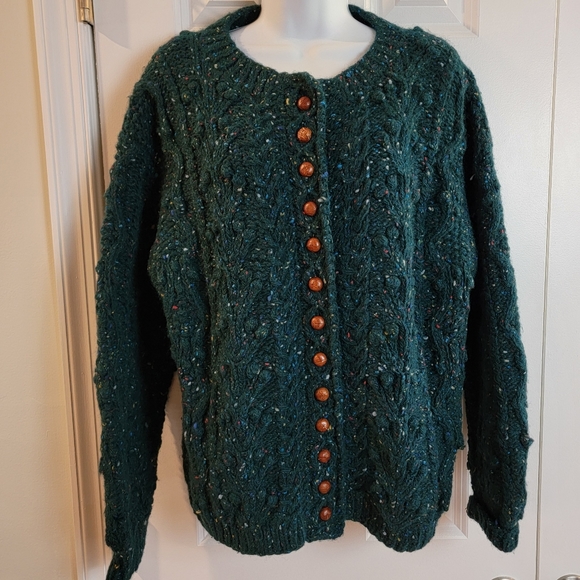 Orvis Sweaters - Vintage‎ Orvis Hand Framed 100% Wool Cardigan Teal Women's Large